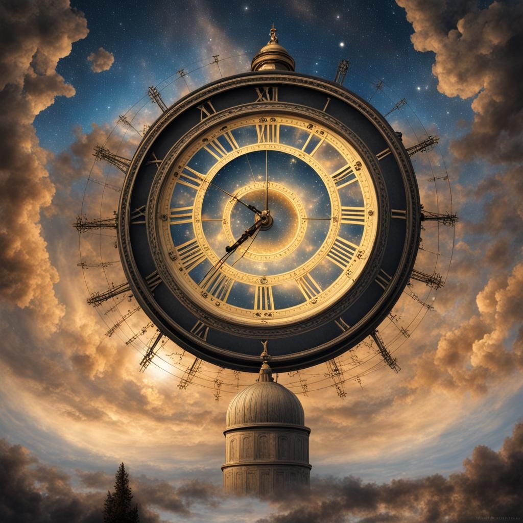 Celestial Clock Tower in the Heavens