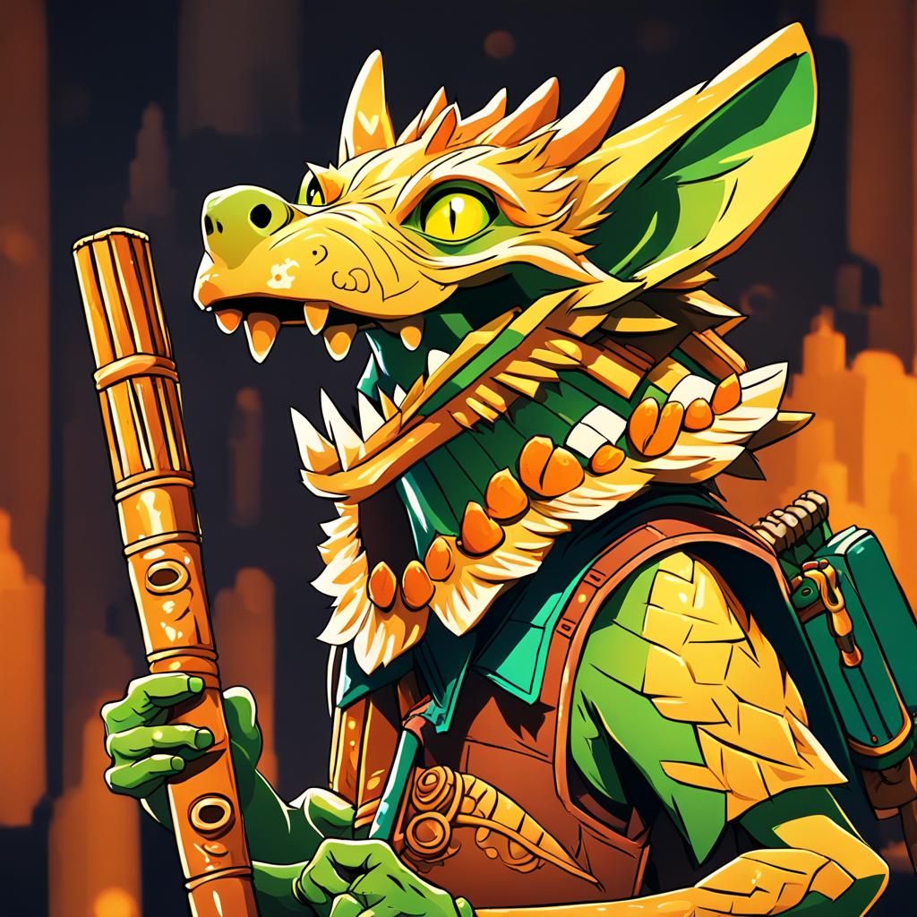 Anime Kobold with Pan Flute in Studio Trigger Style