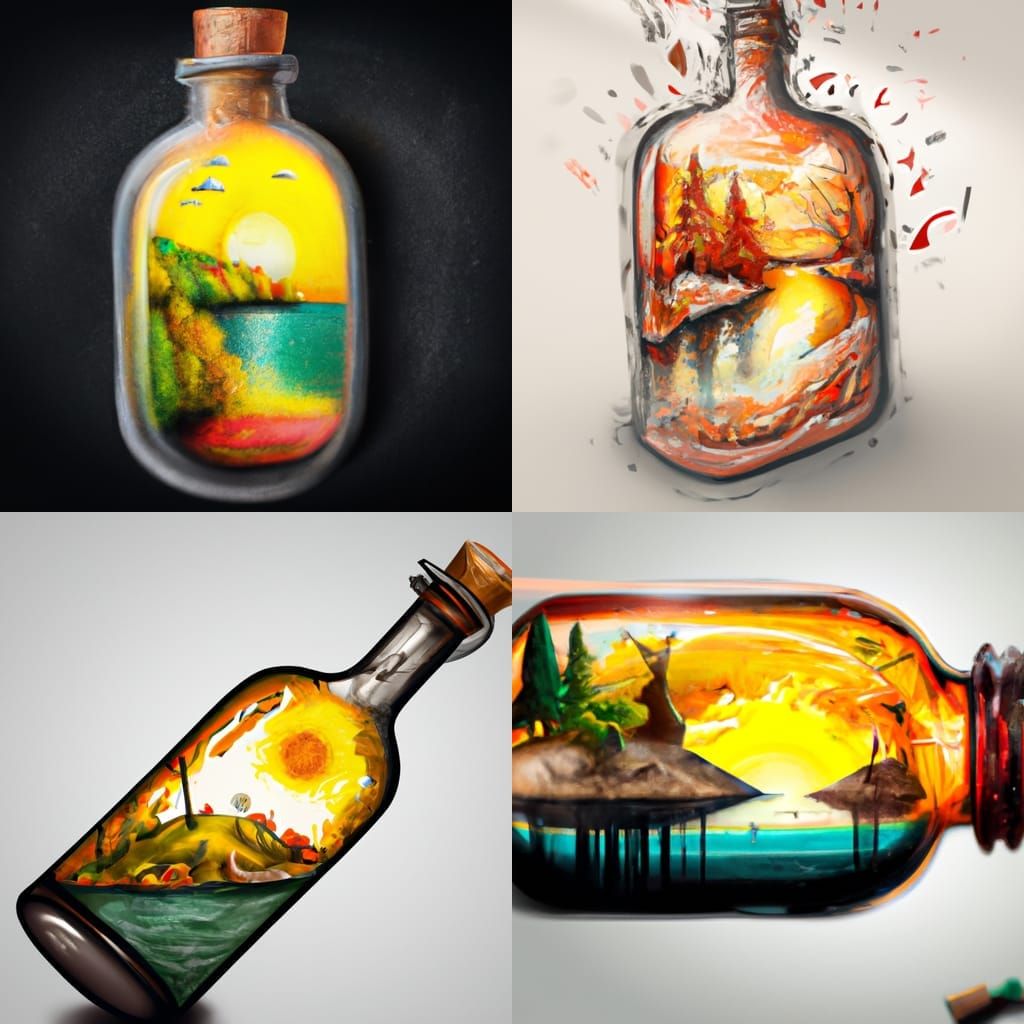 Autumn Landscape in Bottle: Graffiti Art Style
