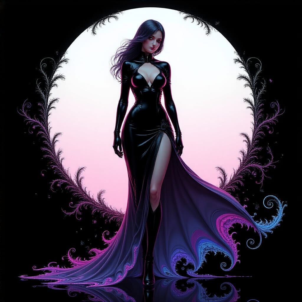 Neon Fractal Woman in Digital Art Style