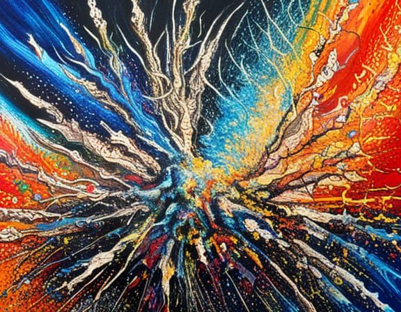 Exploding Evil Television: Abstract Art in Complementary Col...