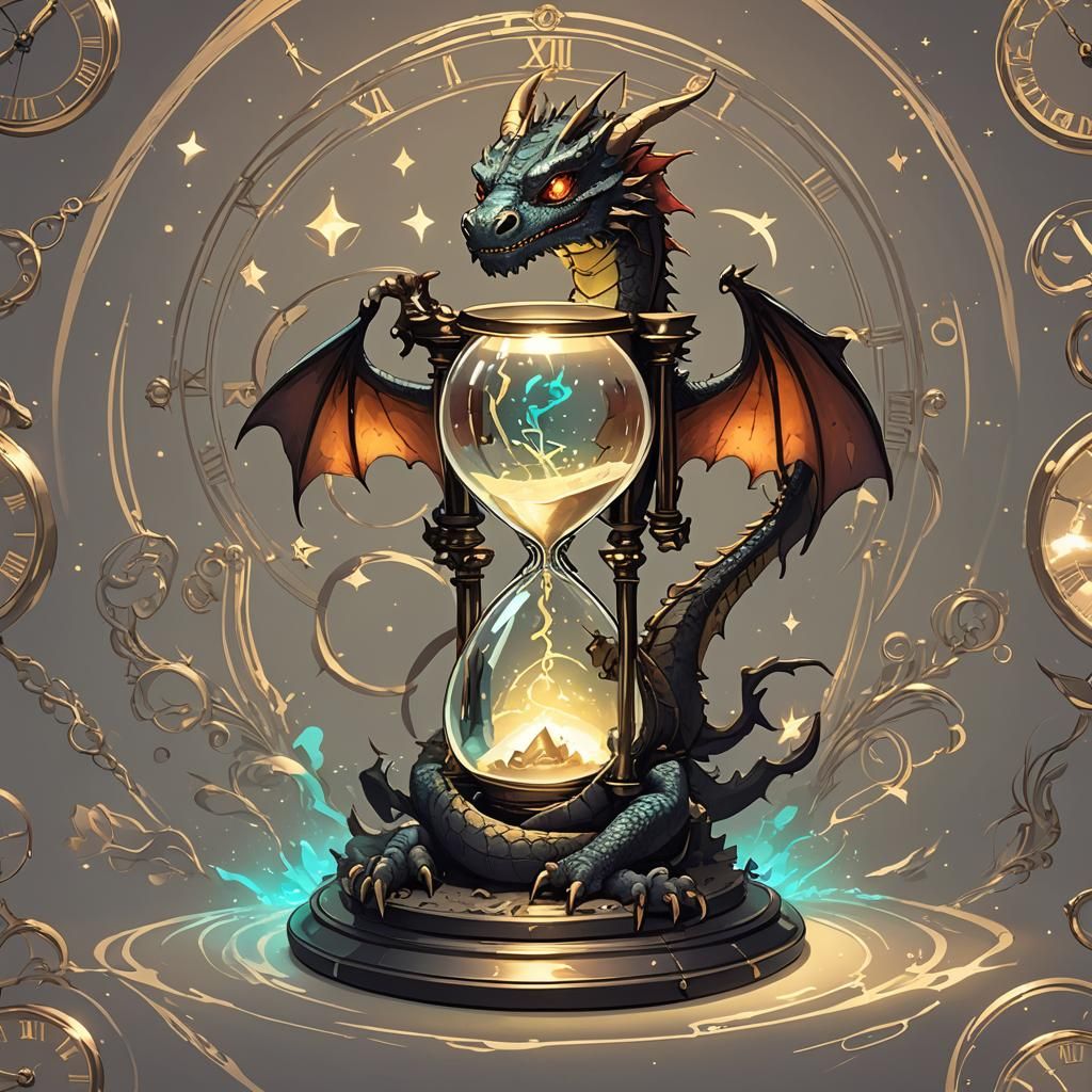 Glowing Hourglass with Dragon
