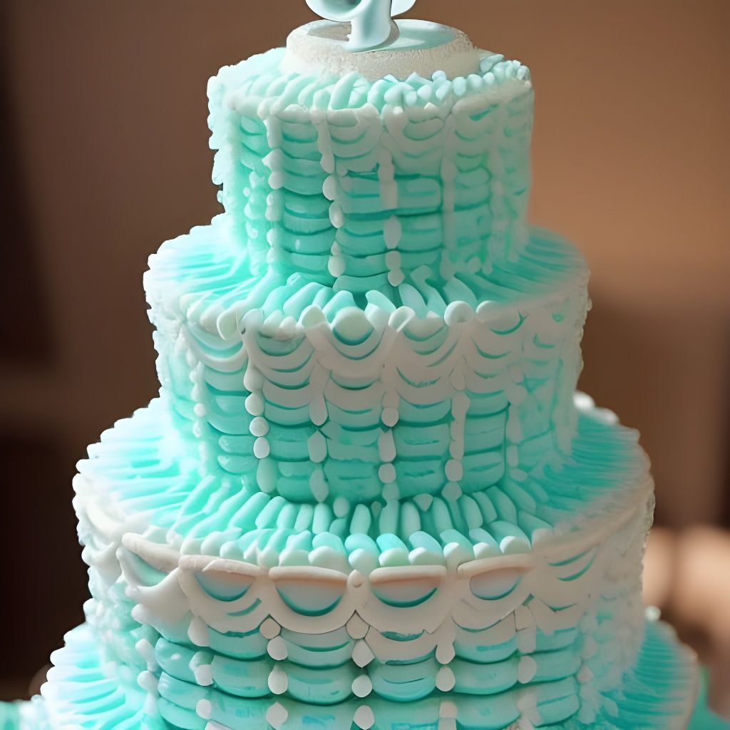 A three tiered cake made out of Tiffany blue macarons.