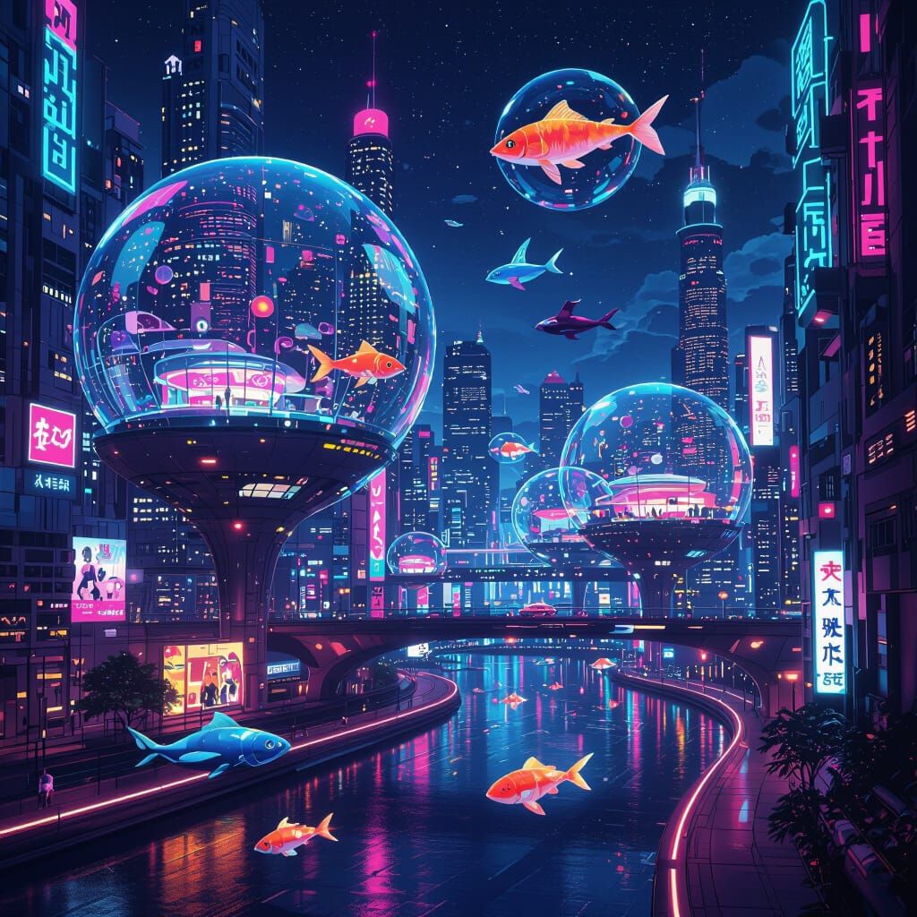 Bubble Cityscape: Futuristic Anime Architecture
