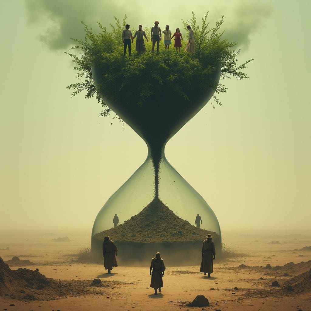 Hourglass of Time Running Out: Forest to Desert
