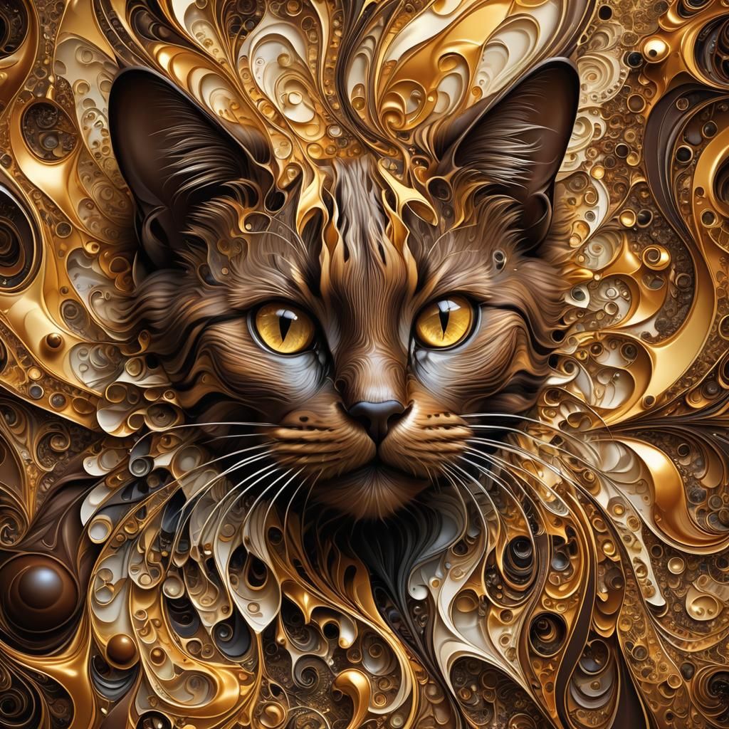 Chocolate Coffee Cat: Abstract Vector Fractal Art