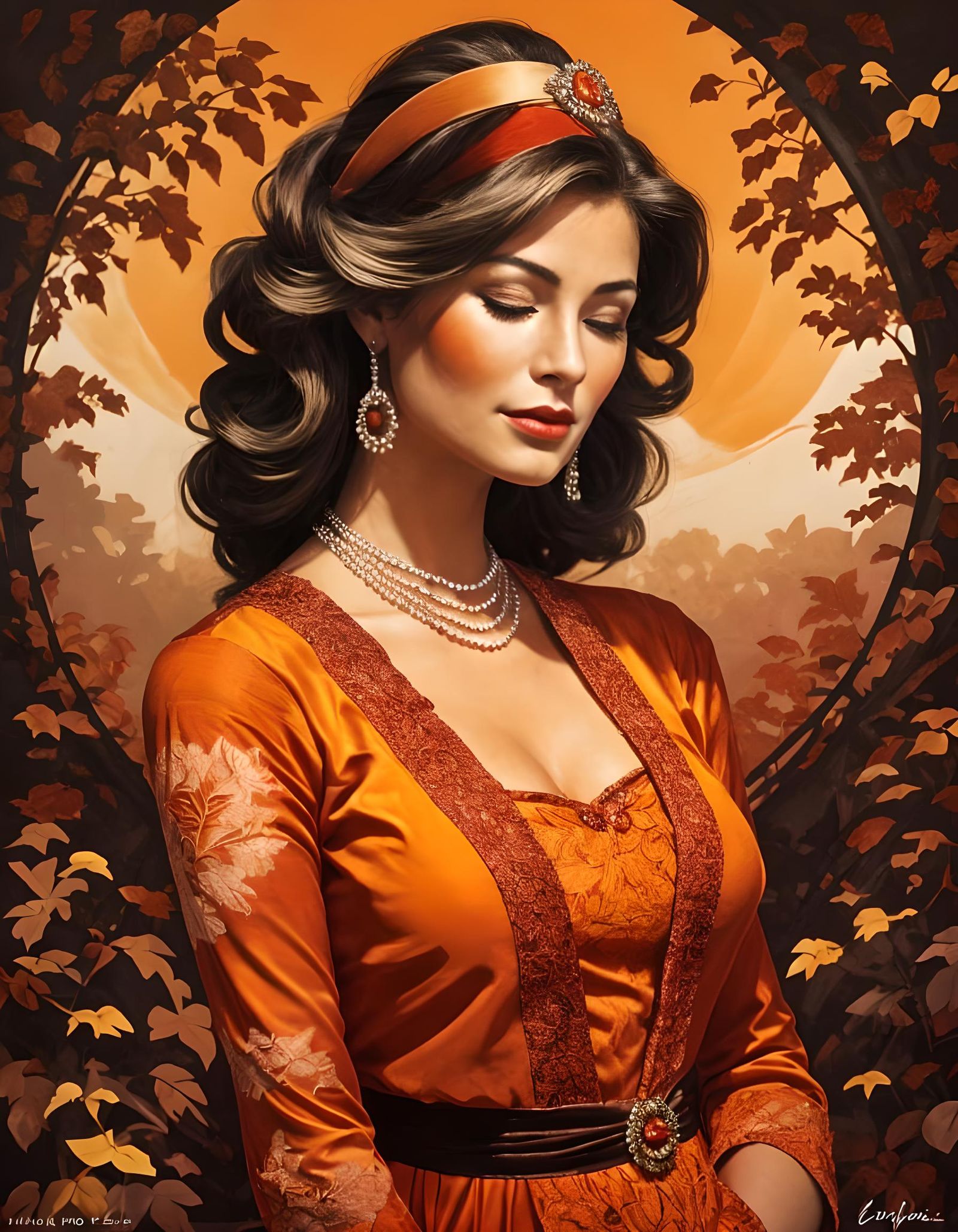 Autumn Queen in Impressionist Impasto Style