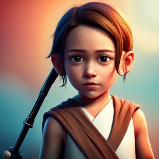 Toddler Rey Skywalker in 3D Digital Art