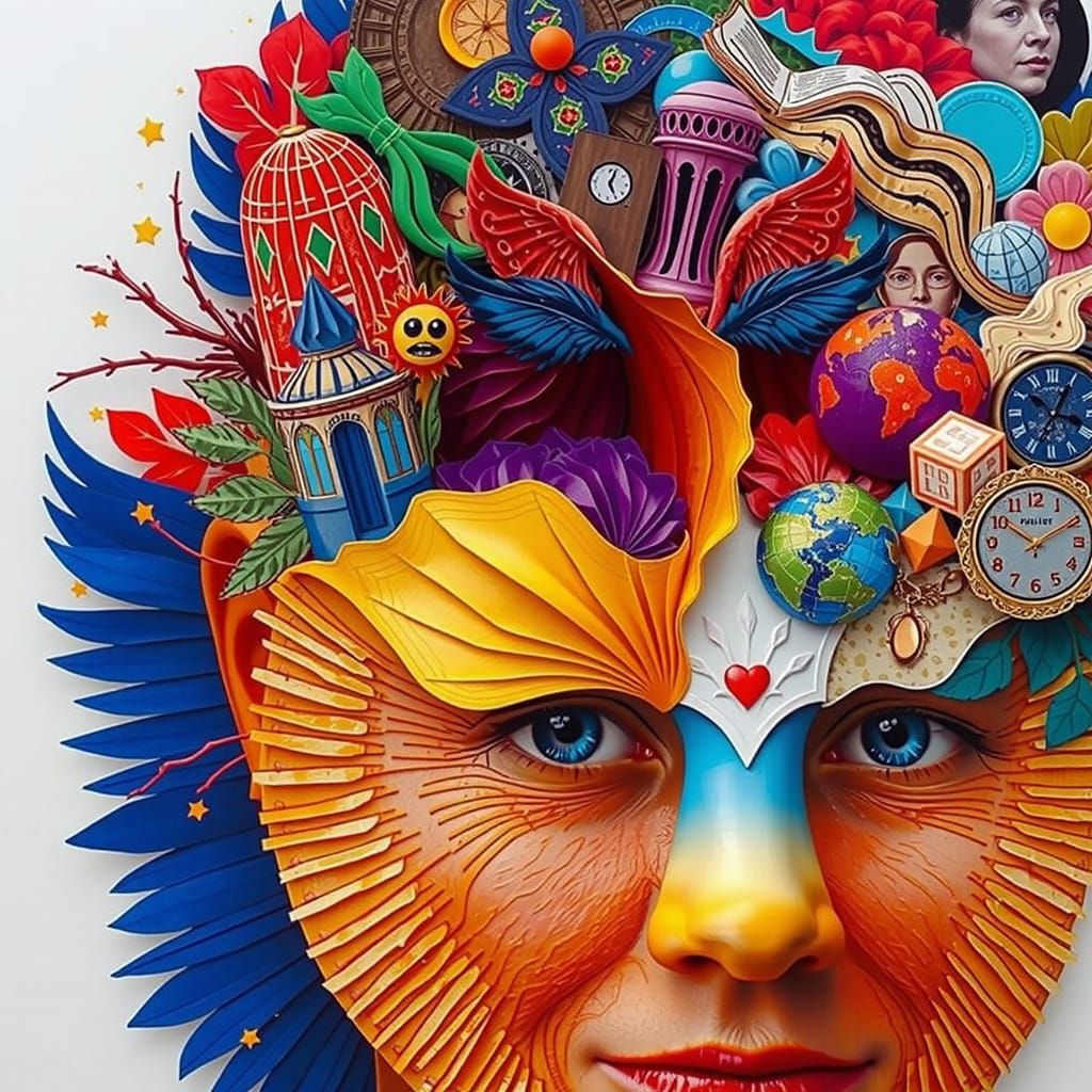 Paper Cut Collage of Human Kindness in Vivid Colors