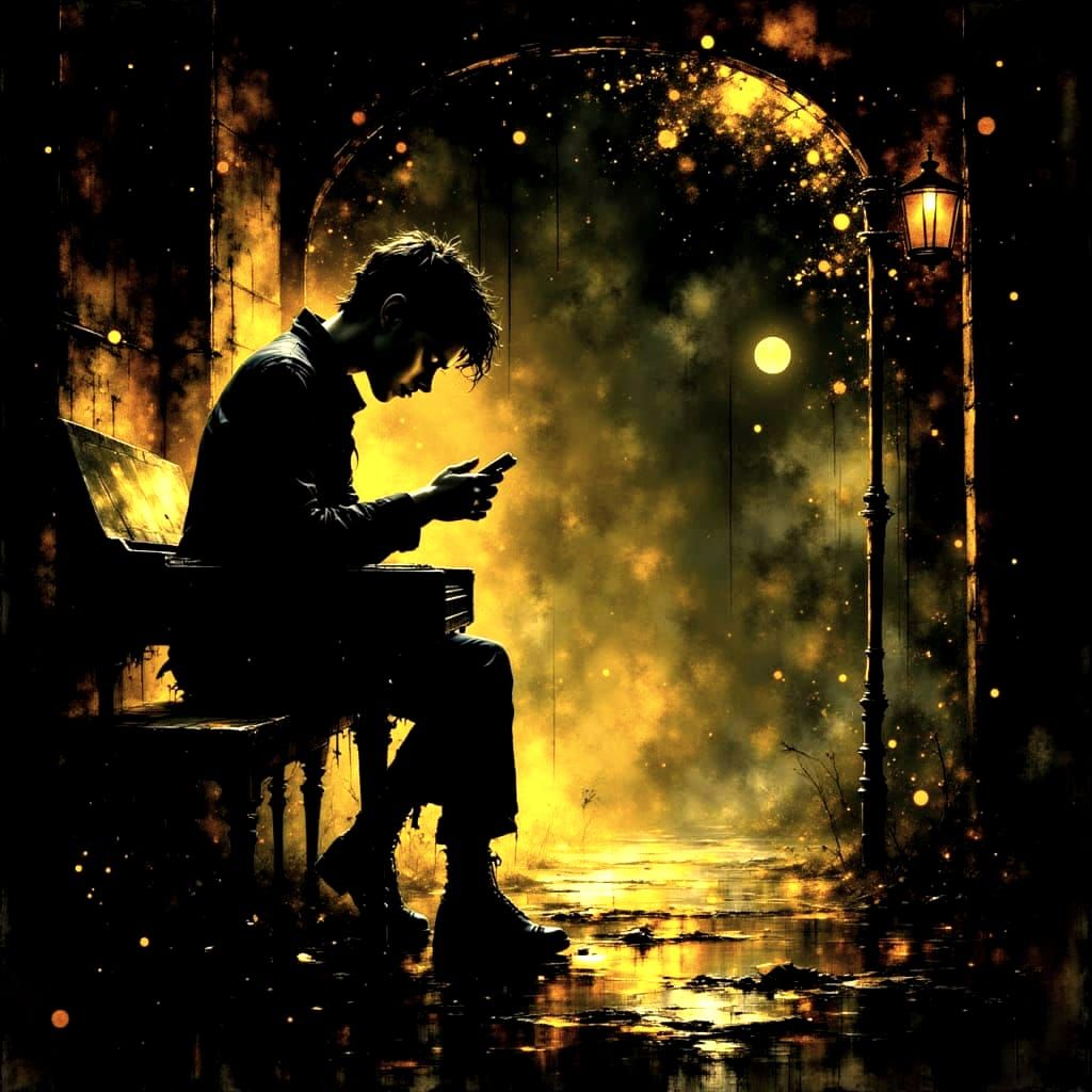 Piano Man in Burnished Gold, Digital Art