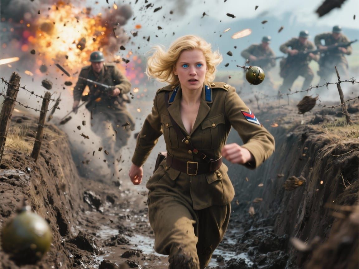 WWI Soldier Runs From Battle in Hyperrealistic Style