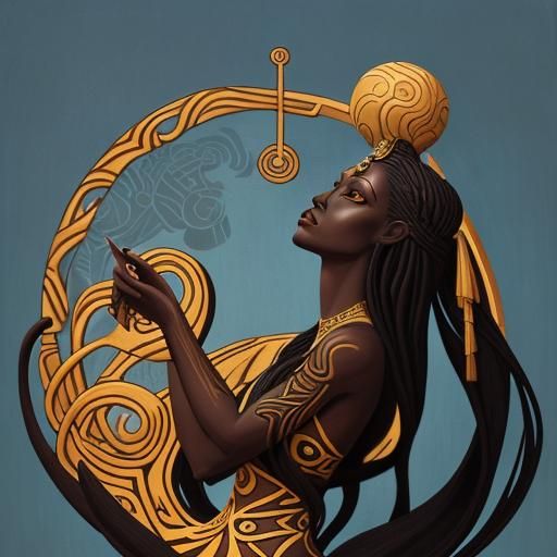Art Nouveau Earth Mage with Ancient Symbols