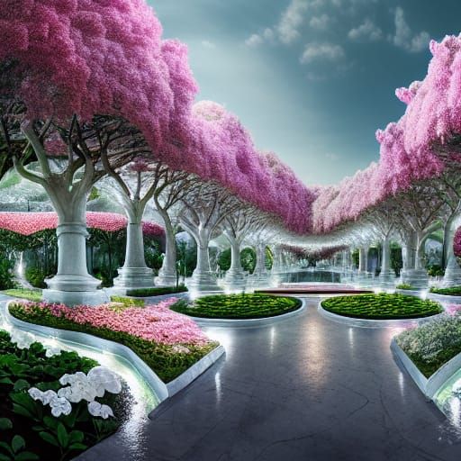 Marble Botanical Garden with LED Trees