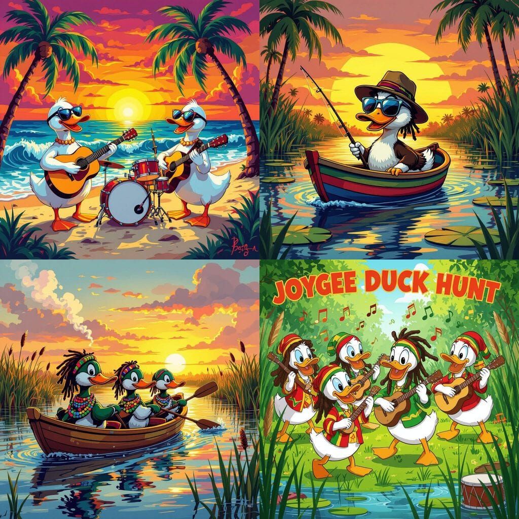 Reggae Ducks Enjoying a Sunny Hunt