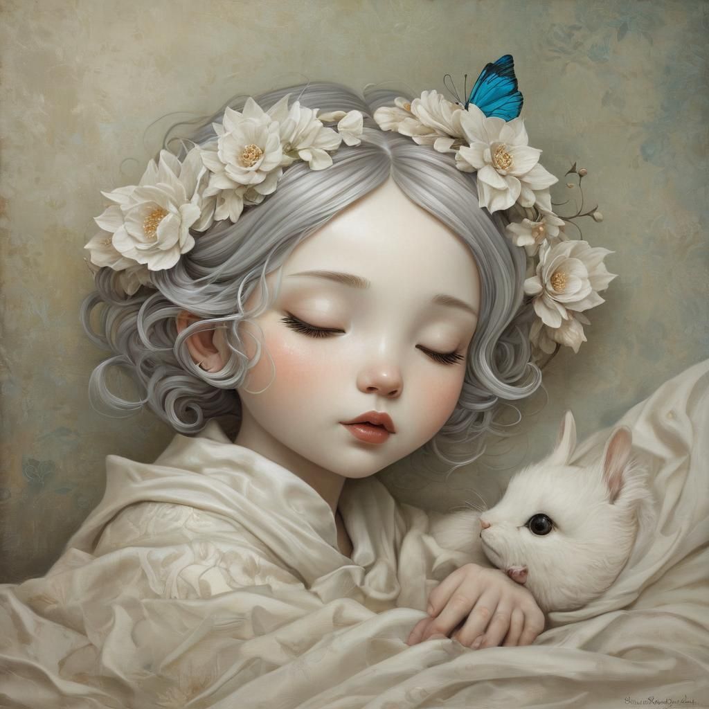 A Whimsical Impasto Painting of a Charming Storybook Dreamer