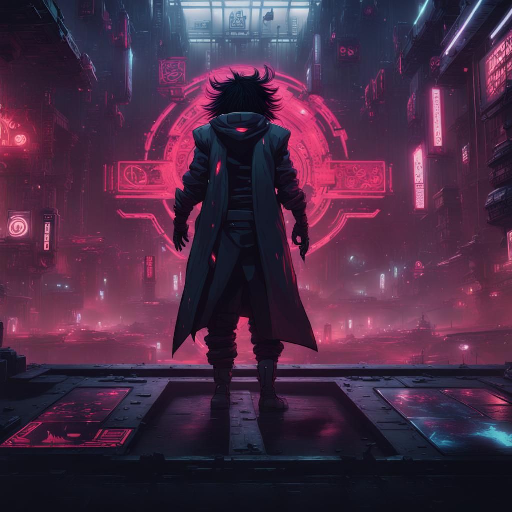 Cyberpunk Banner with Orator in Detailed Digital Art