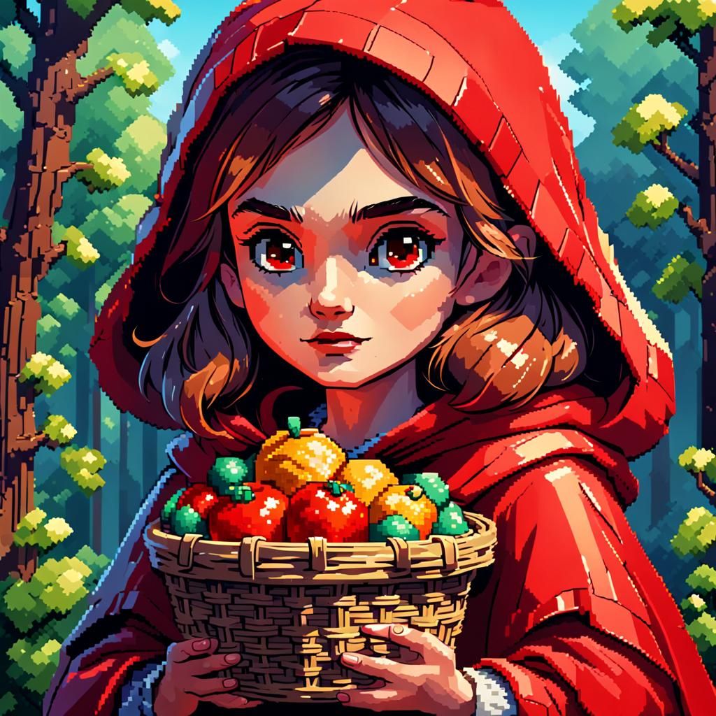 Little Red Riding Hood Pixel Art Portrait