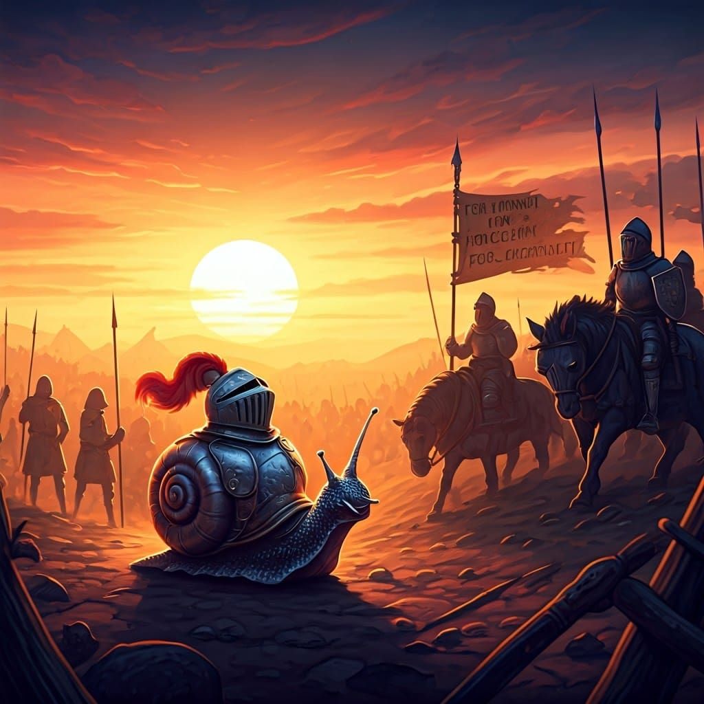 Medieval Snail Knight Embarks on Epic Quest for Holy Lettuce