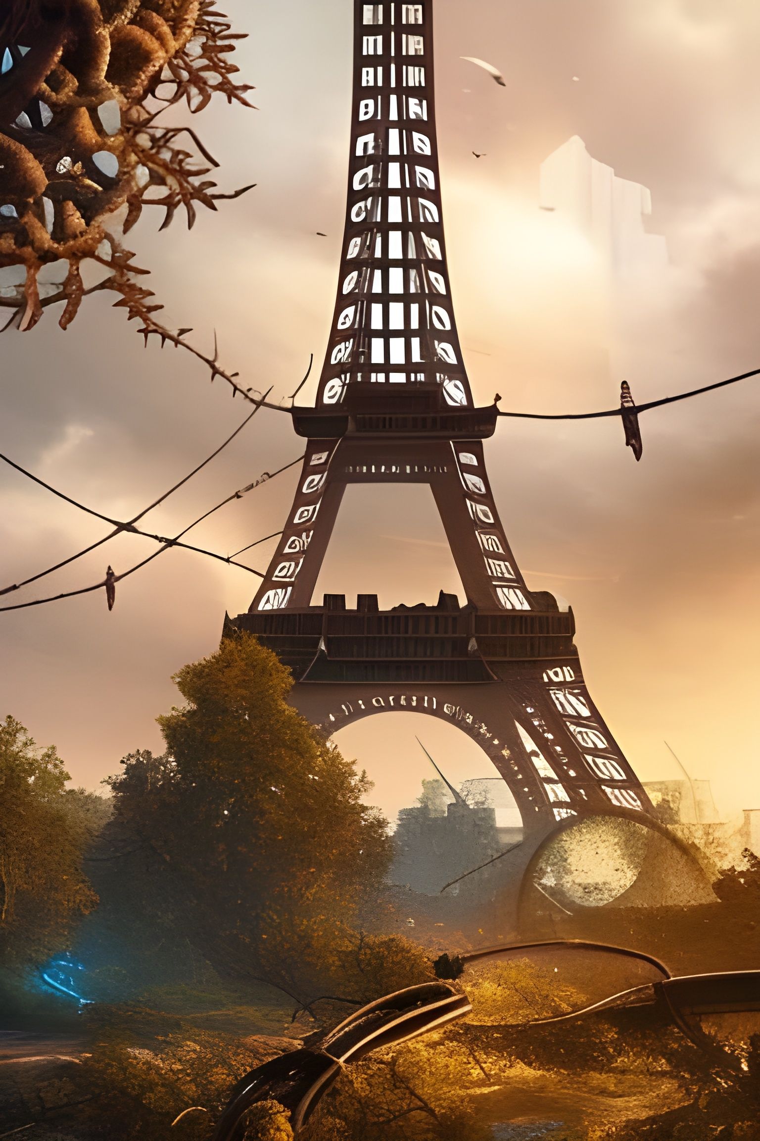 Post-Apocalyptic Eiffel Tower Digital Art