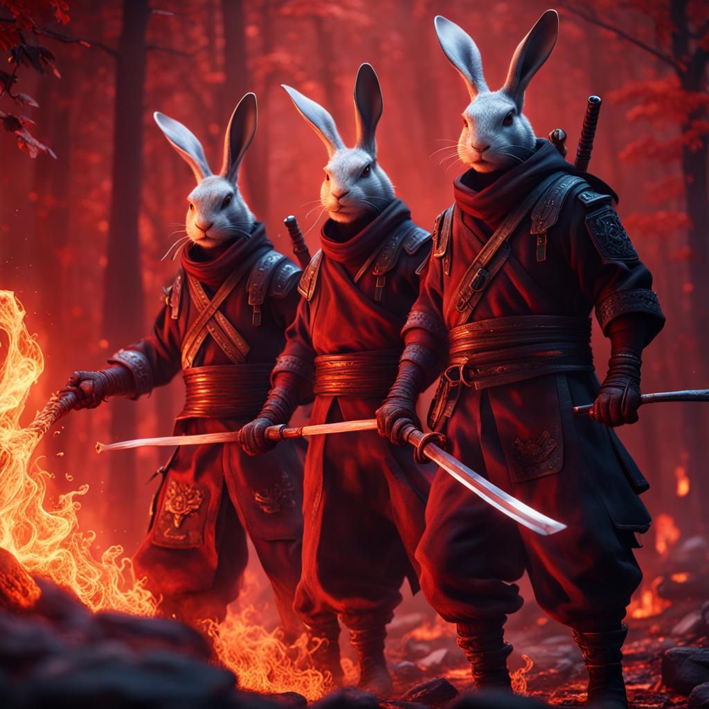 Ninja Rabbits Unleash Fire Power on Red Devil