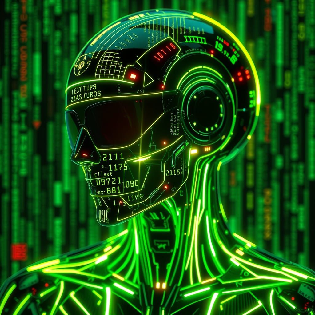 Cyberpunk Digital Code Matrix in Neon