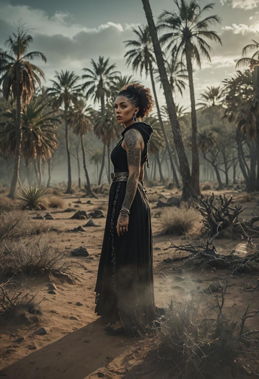 Cinematic Portrait of a Young Tattooed Witch