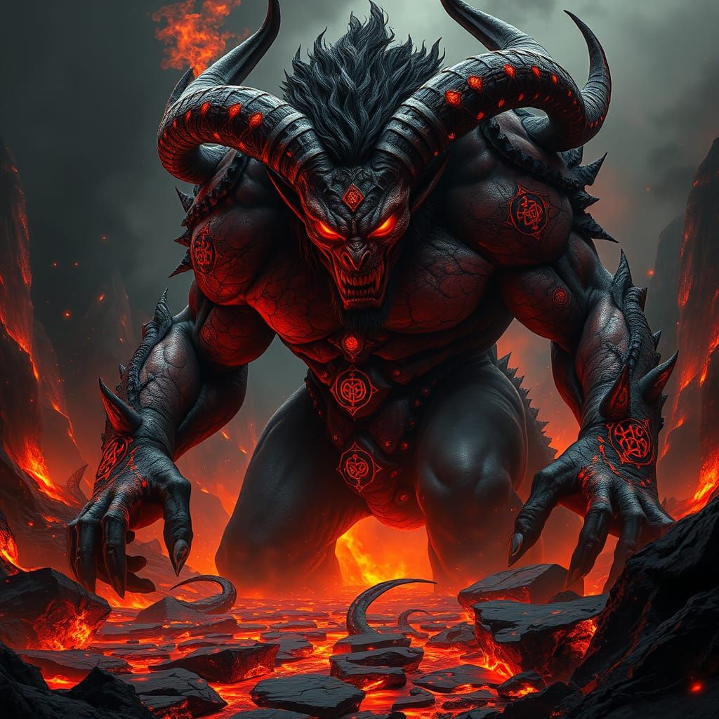 Colossal Hellish Monarch Erupts from Lava-Filled Abyss