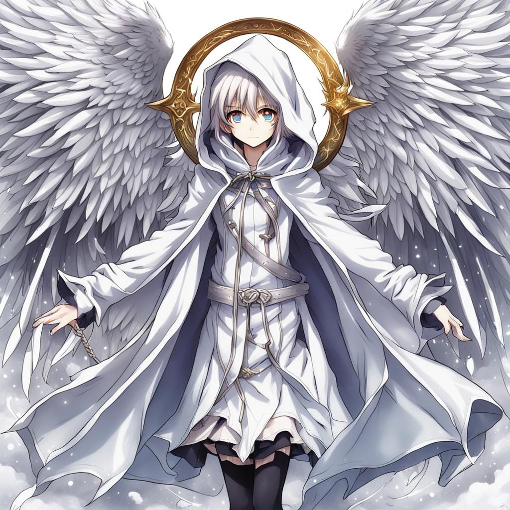 Hooded Angel in Anime Style