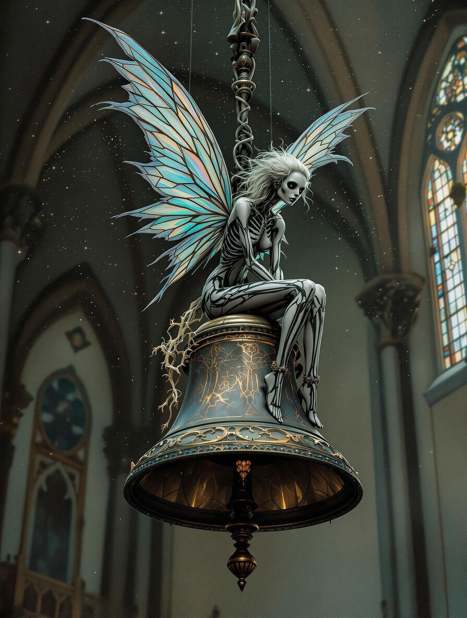 Skeletal Fairy in Gothic Cathedral