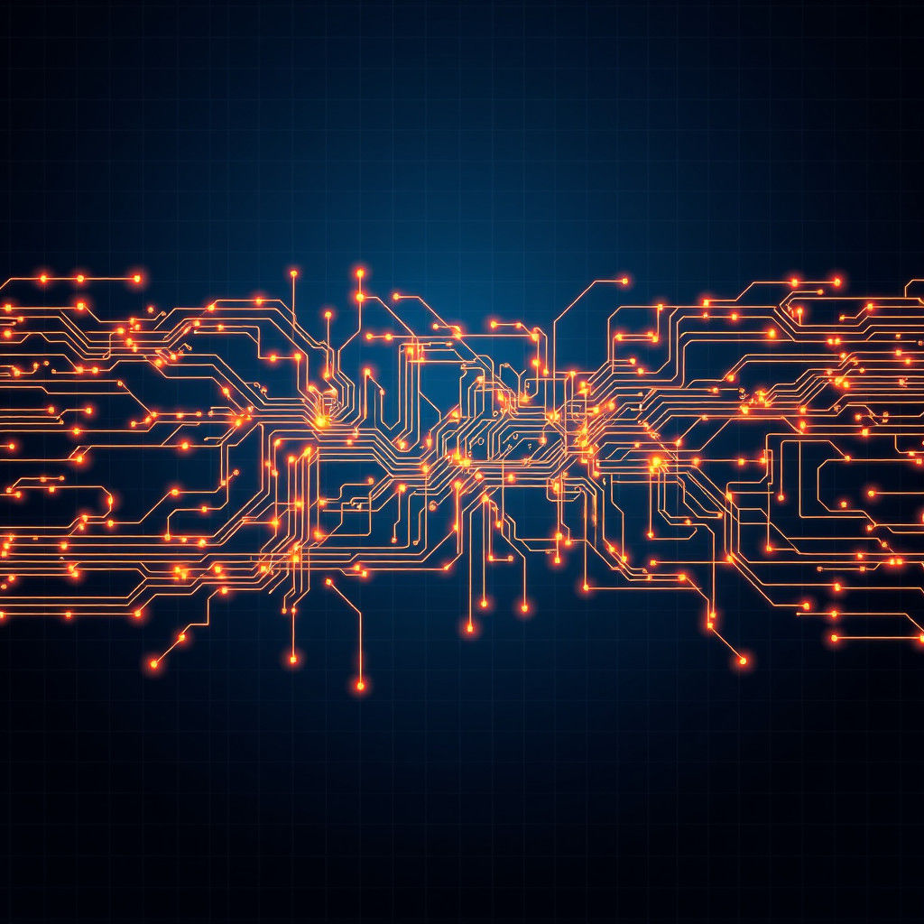 Futuristic Circuit Pattern in Cyberpunk Style with Glowing L...