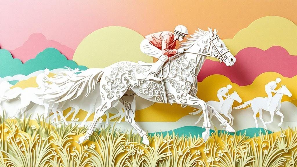 Papercraft Horse Race in Dimensional Layers