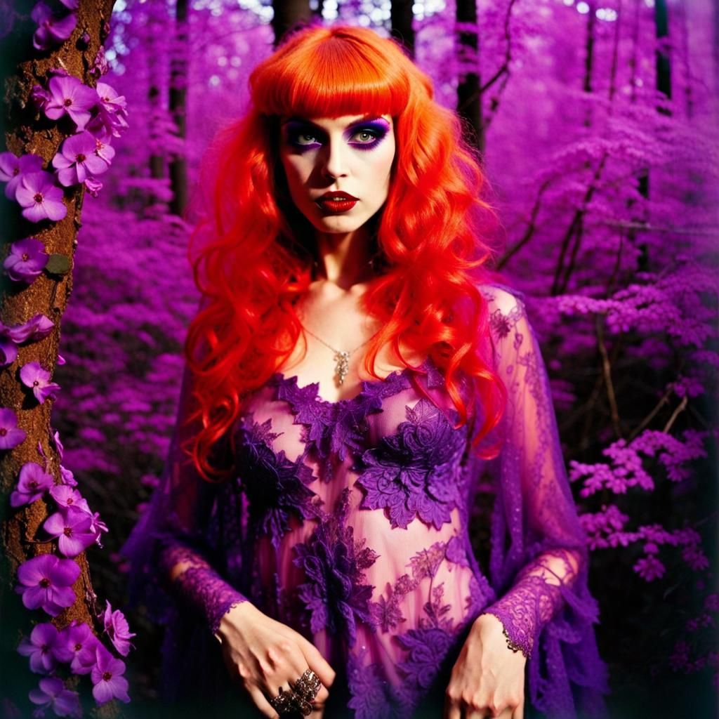 Gothic Violet Forest Goddess in Argento Style