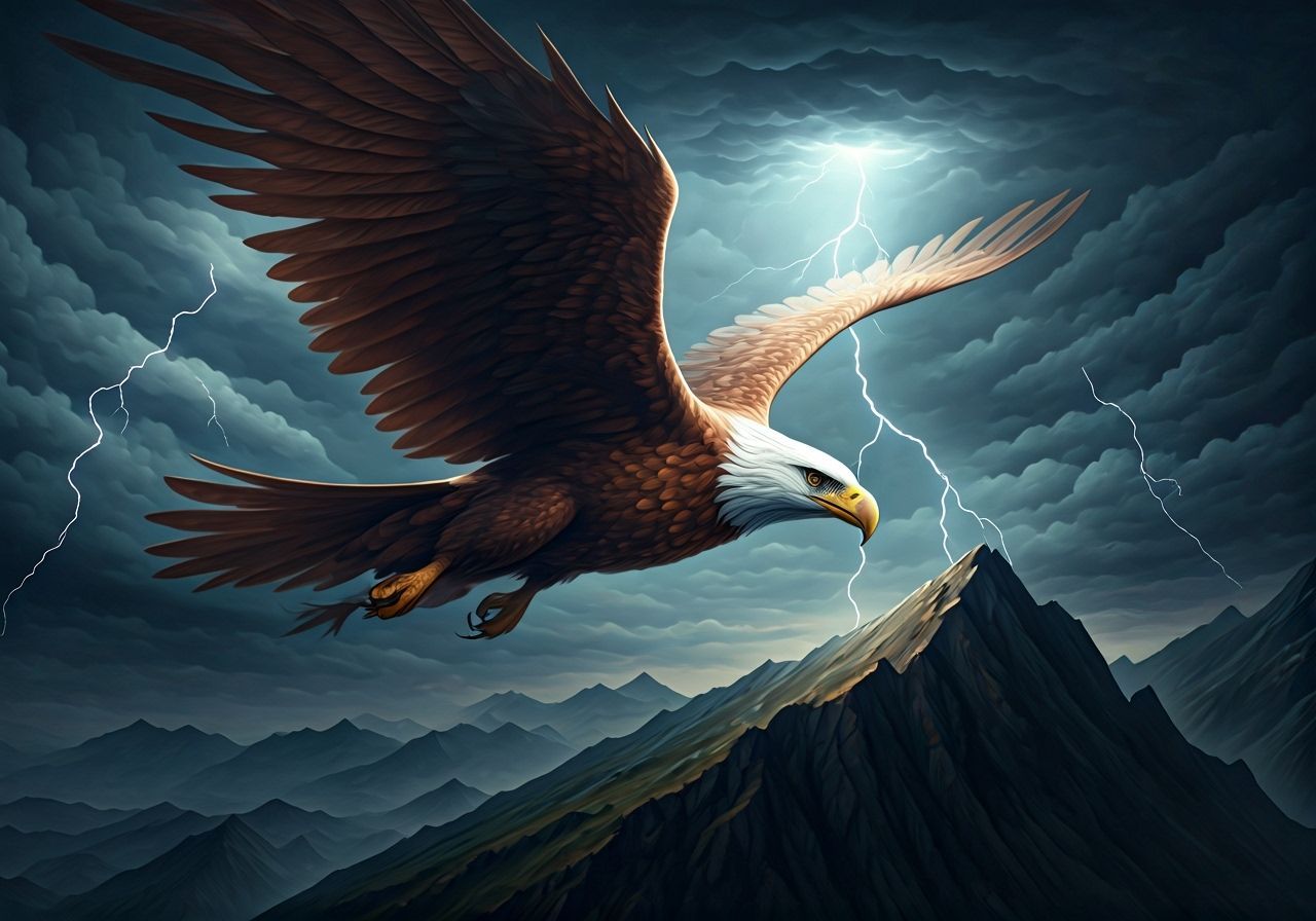 Dragon-Eagle Soars Through Stormy Sky