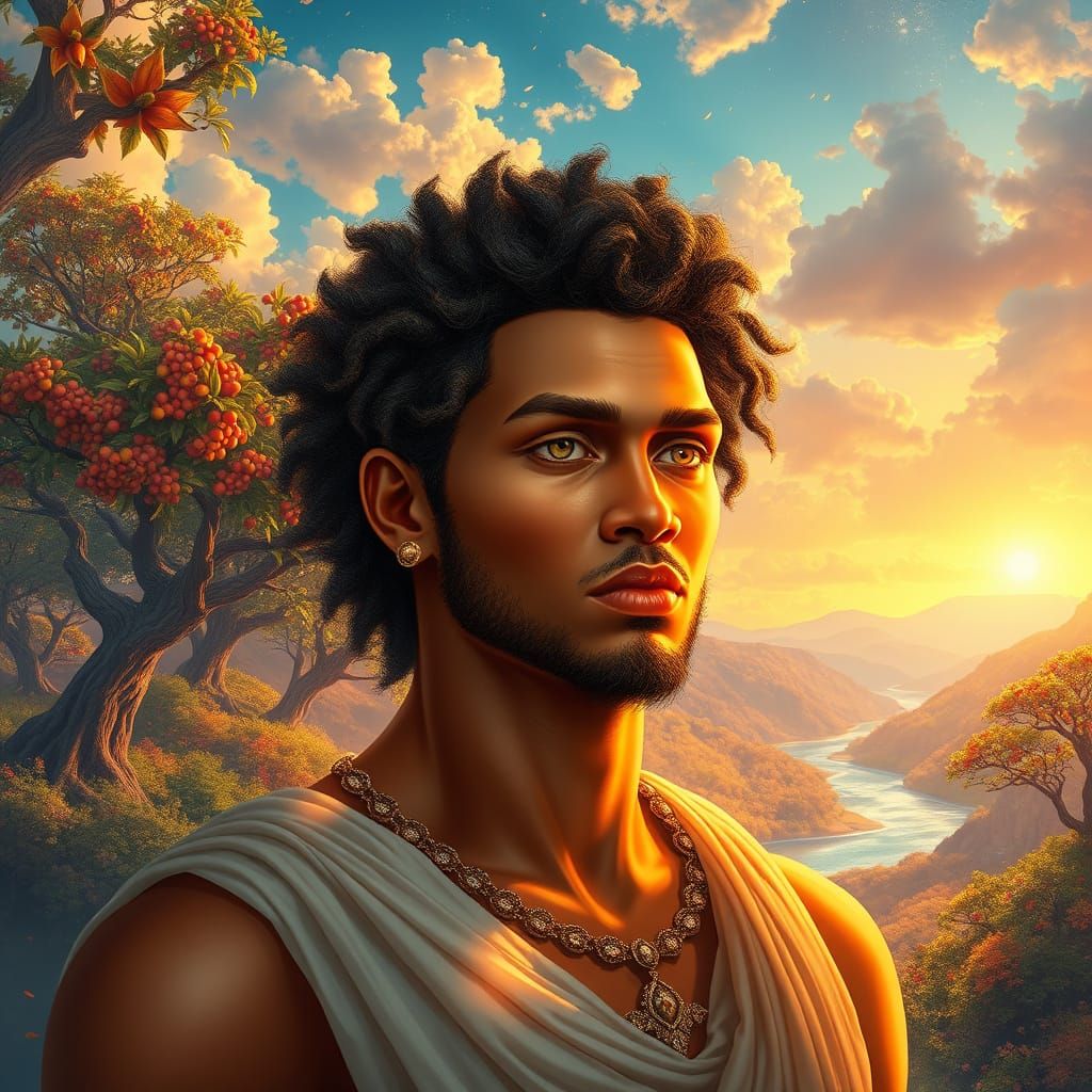 Imagine a resplendent paradise where crystal rivers wind thr...