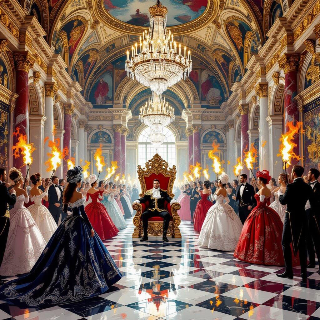 Baroque Throne Room Masquerade in Stained Glass Style