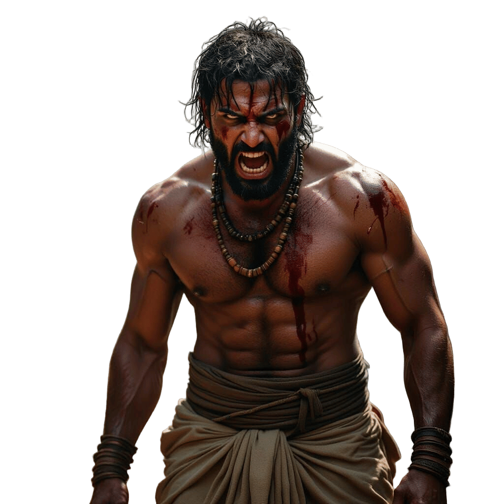 Fierce Warrior Portrait with Intense Expression