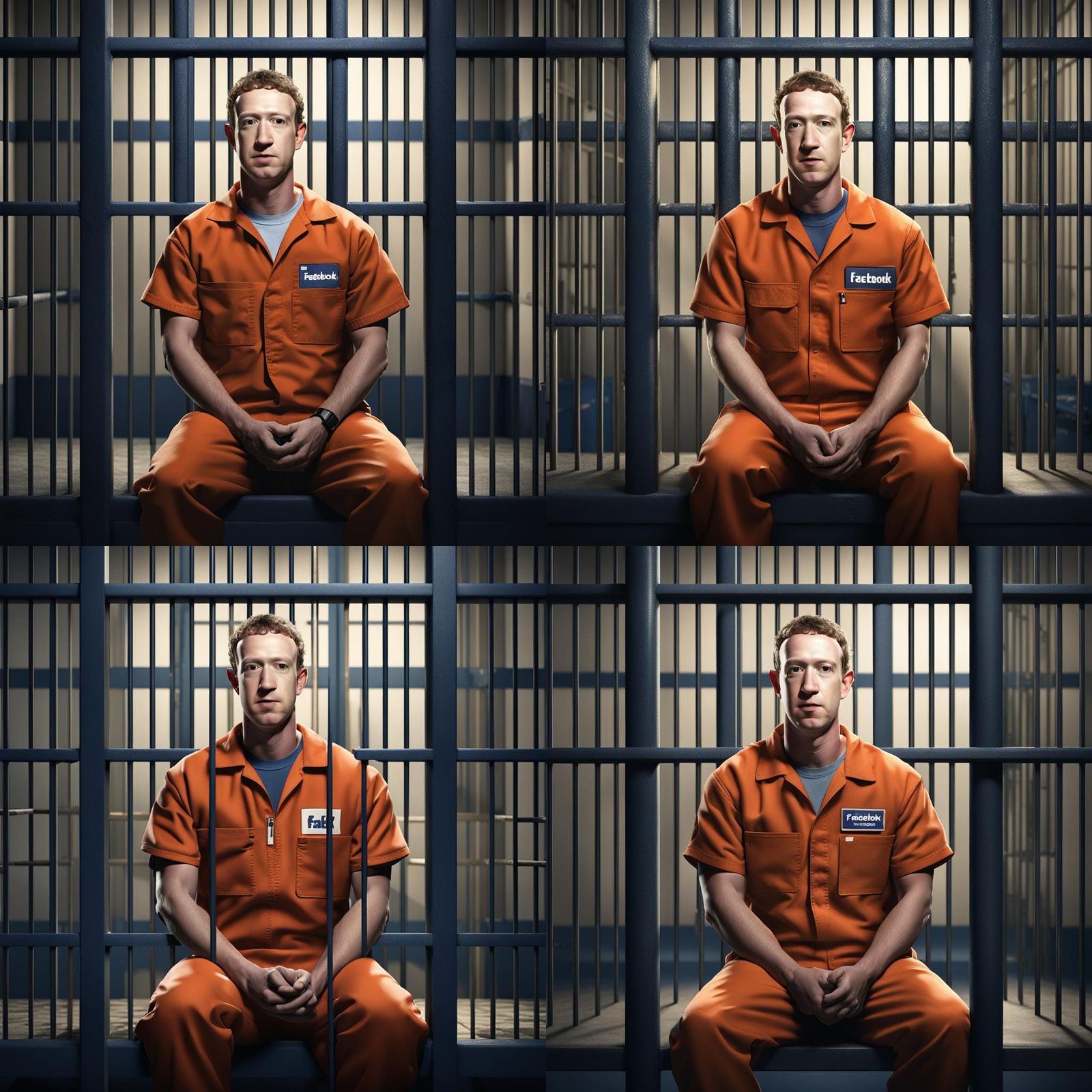 Mark Zuckerberg Behind Bars in 3D Render