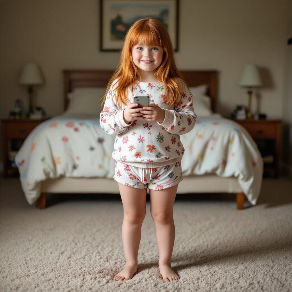 Intimate Portrait of a Girl in Dim Bedroom
