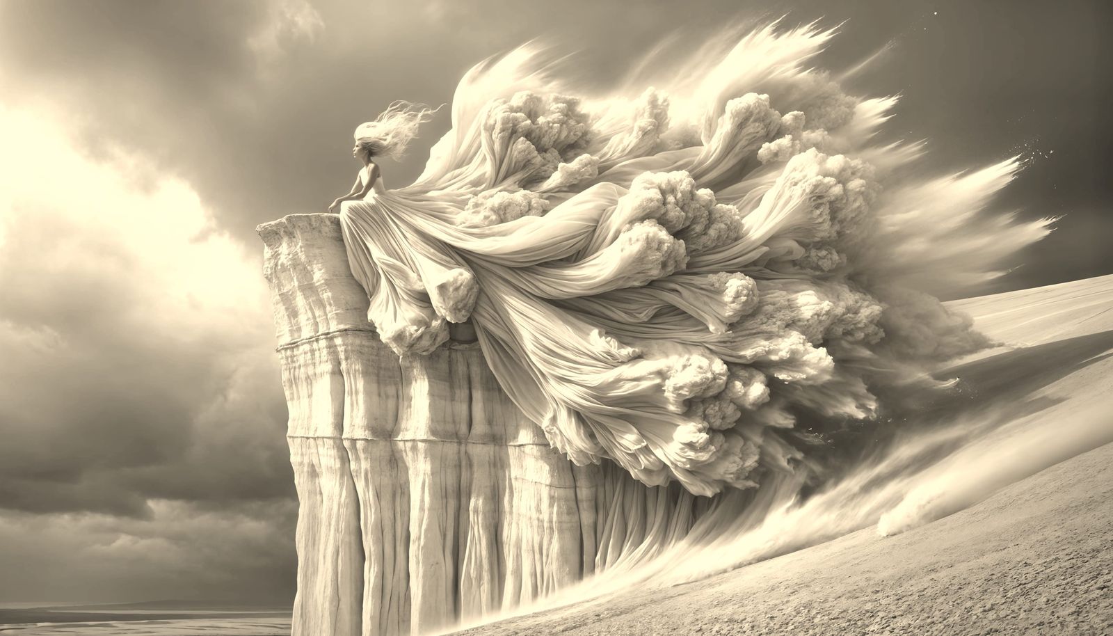 Bride of the Wind: A White-Toned Cinematic Vision