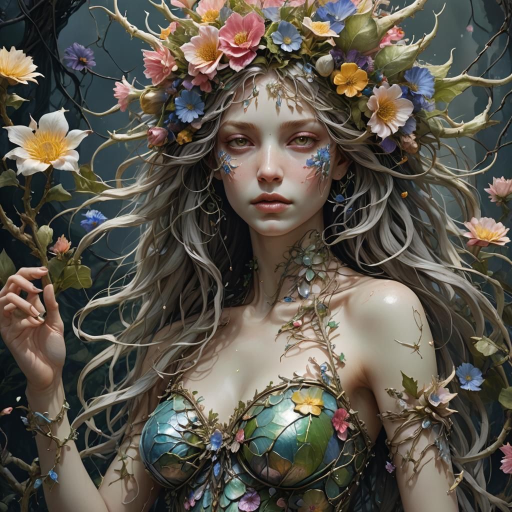 Floral Female Hybrid in Organic Fantasy Art