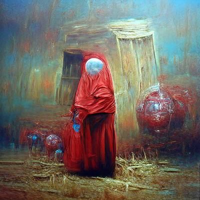 Surreal Horror: Beksinski-esque Ritual in Red