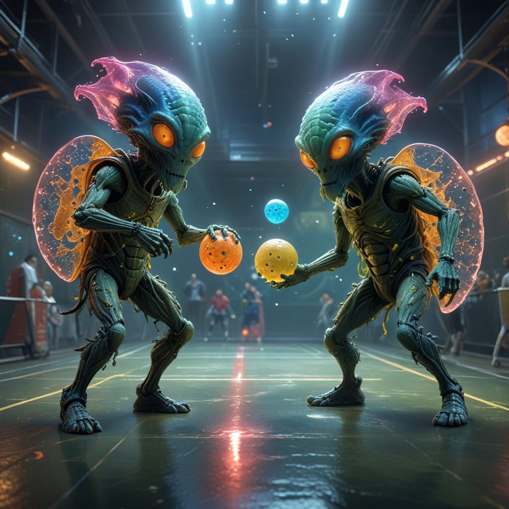 Surreal Pickleball Duel in Vibrant Fantasy Realm