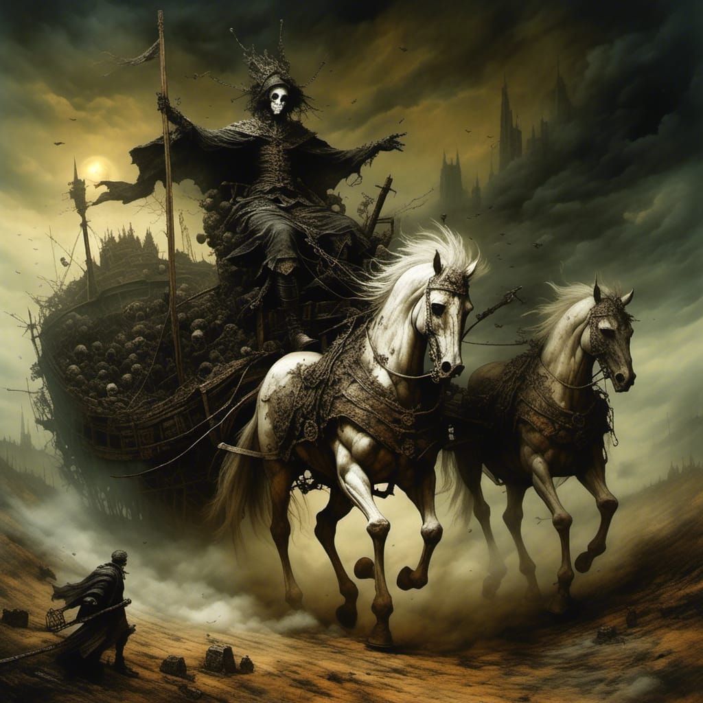 Four Horsemen of the Apocalypse in Dark Fantasy Style