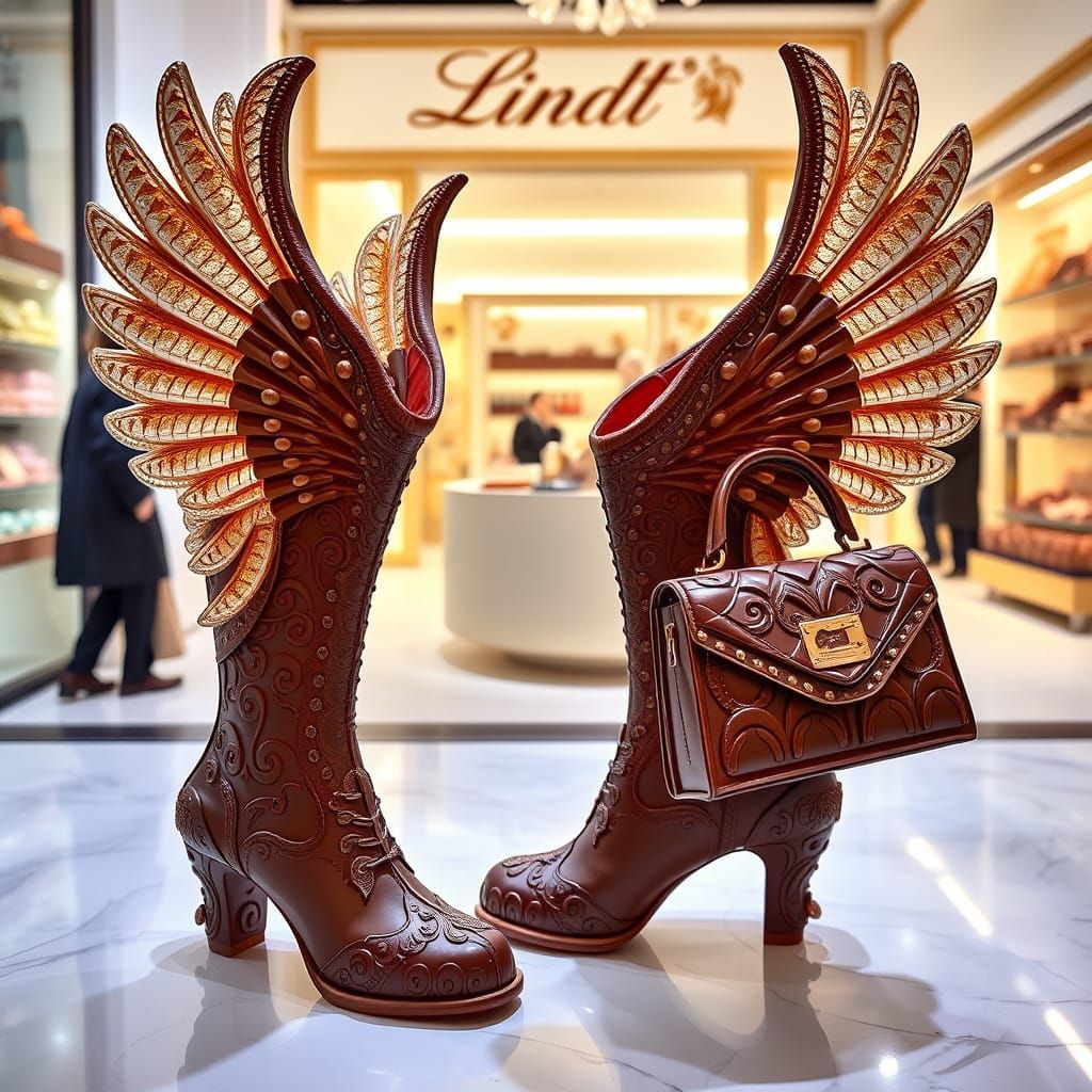 Lindt chocolate boots and bag