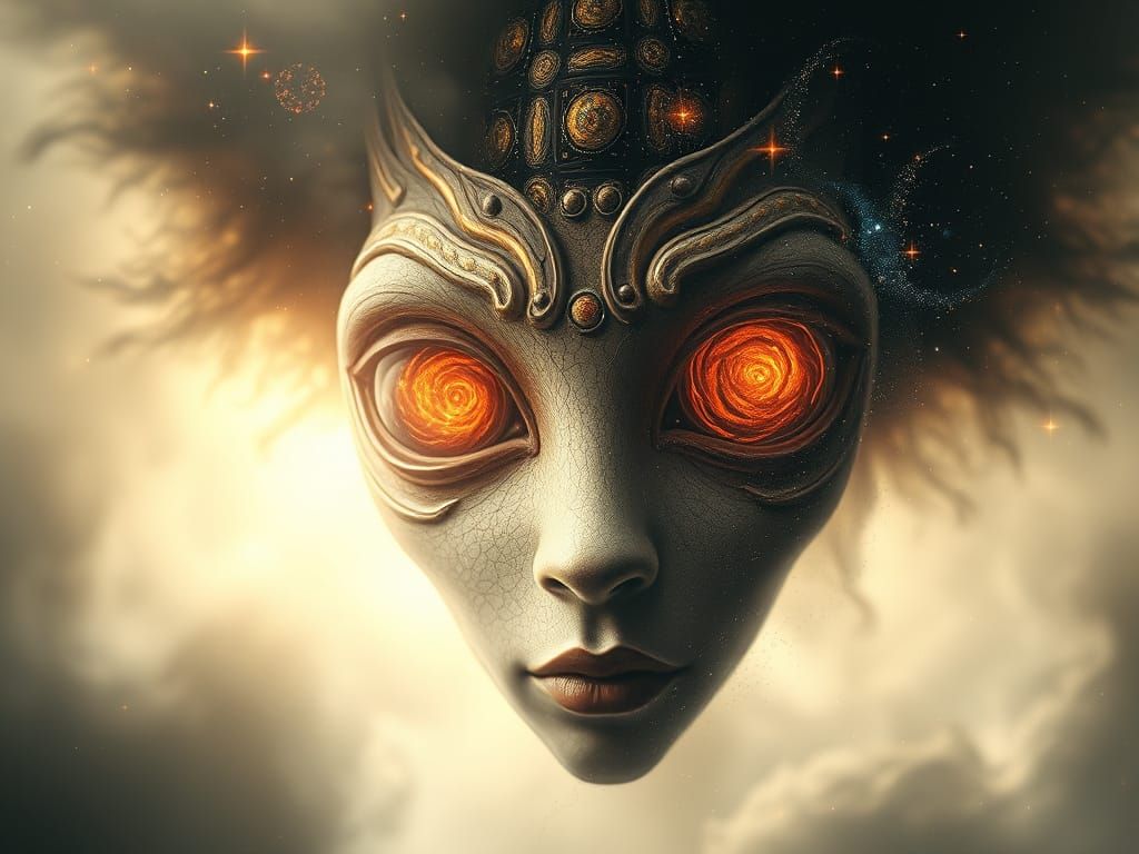 Ethereal Cosmic Entity with Galaxy Eyes