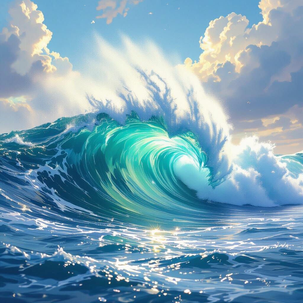 Colossal Ocean Wave Crashing in Dramatic Digital Painting