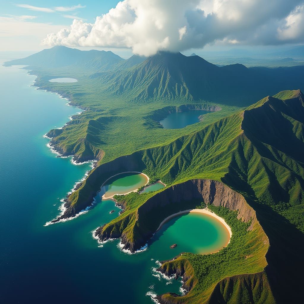 Galapagos Island Aerial View in Romantic Style