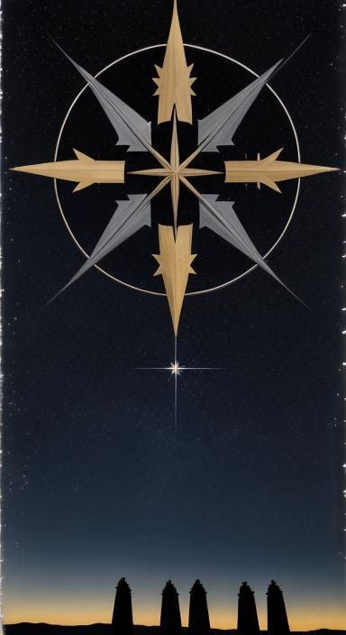 Three Magi Following a Guiding Star at Night