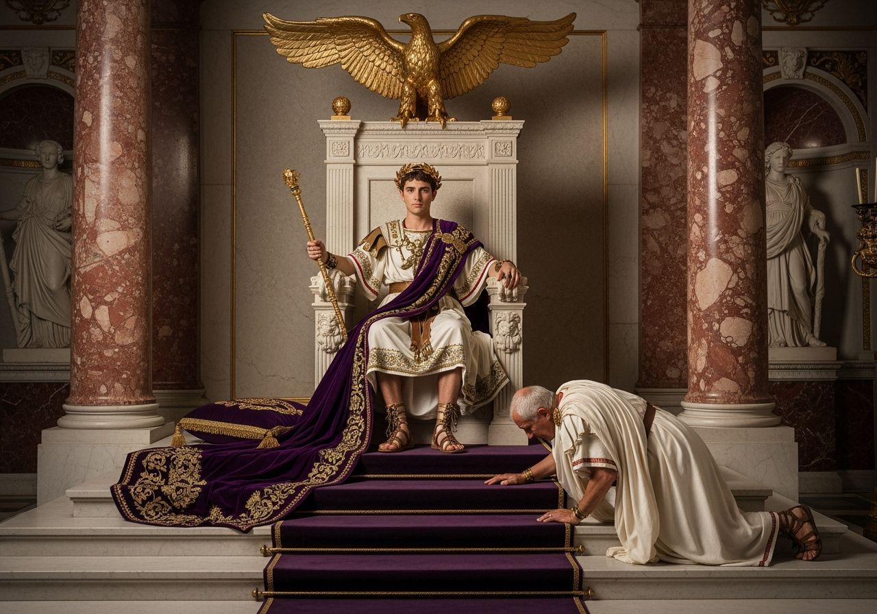Regal Emperor Nero on Marble Throne