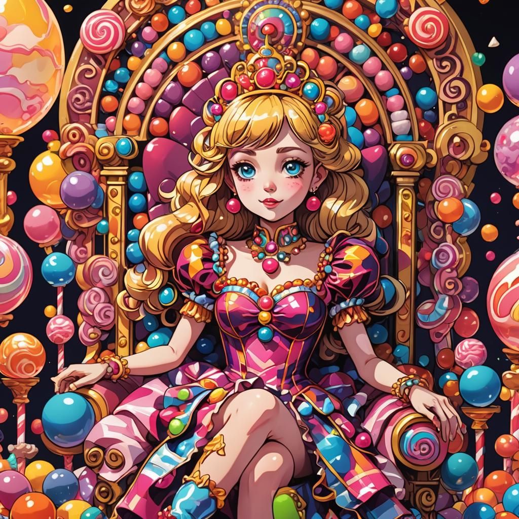 Grand Duchess on Candy Throne in Anime Art